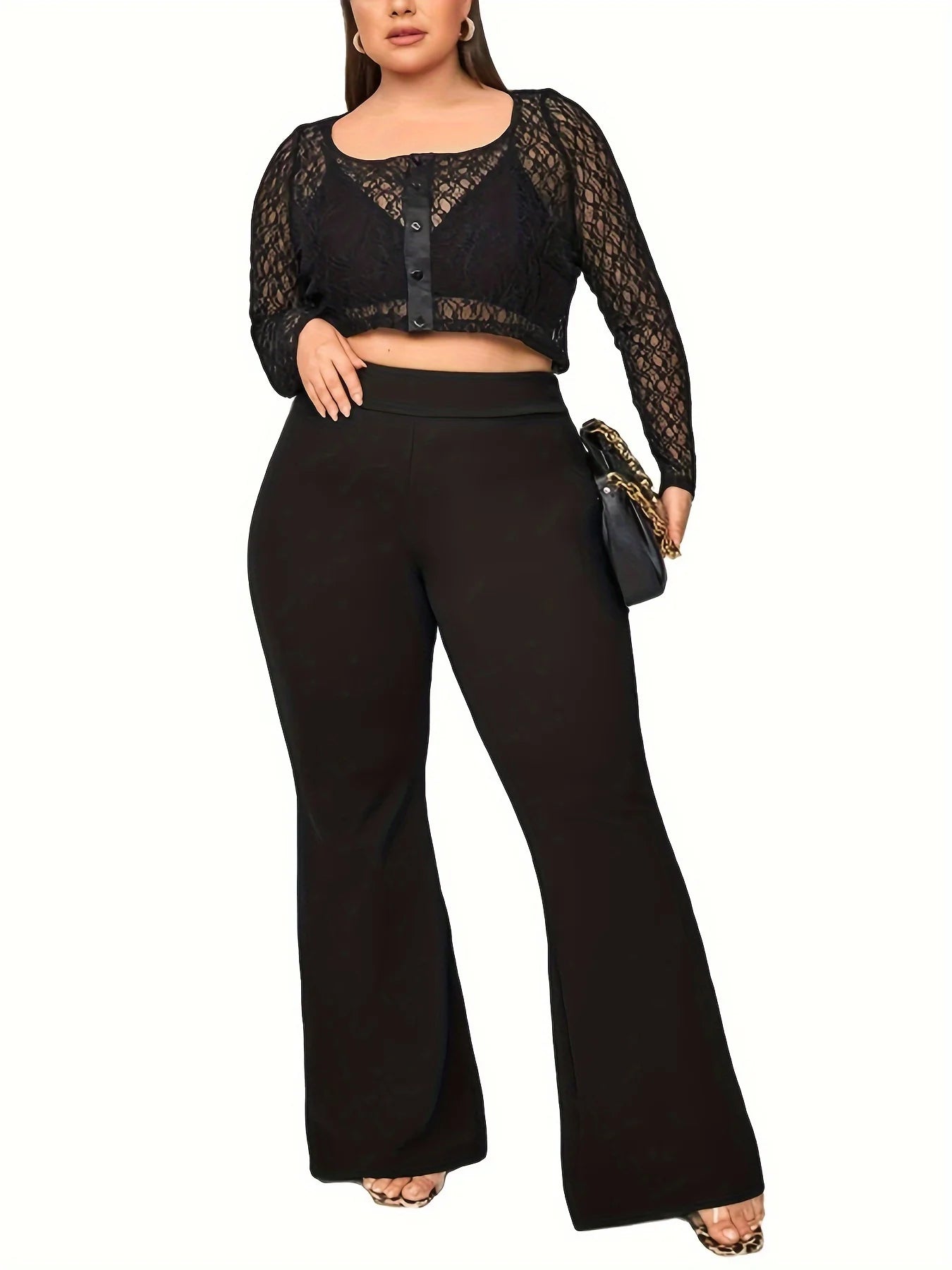 2024 summer new women's plus-size British street style fashion style pleated design flared pants
