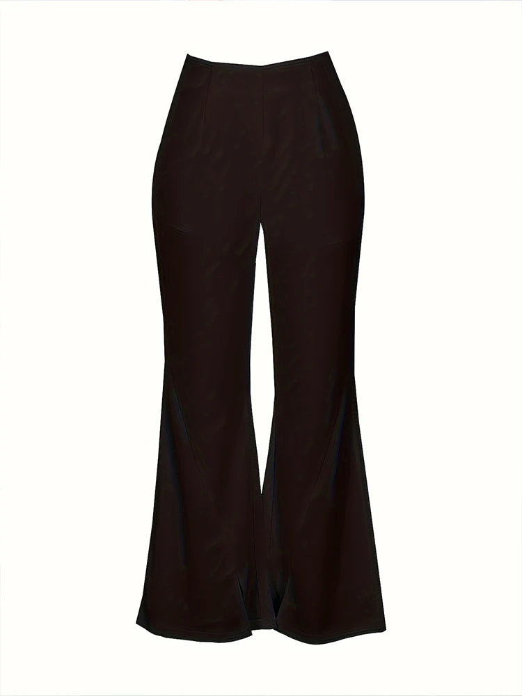 2024 Spring/Summer New Women's Plus Size Flip Flops Flared Pants Waisted Slit Pants 80's Party Yoga Pants