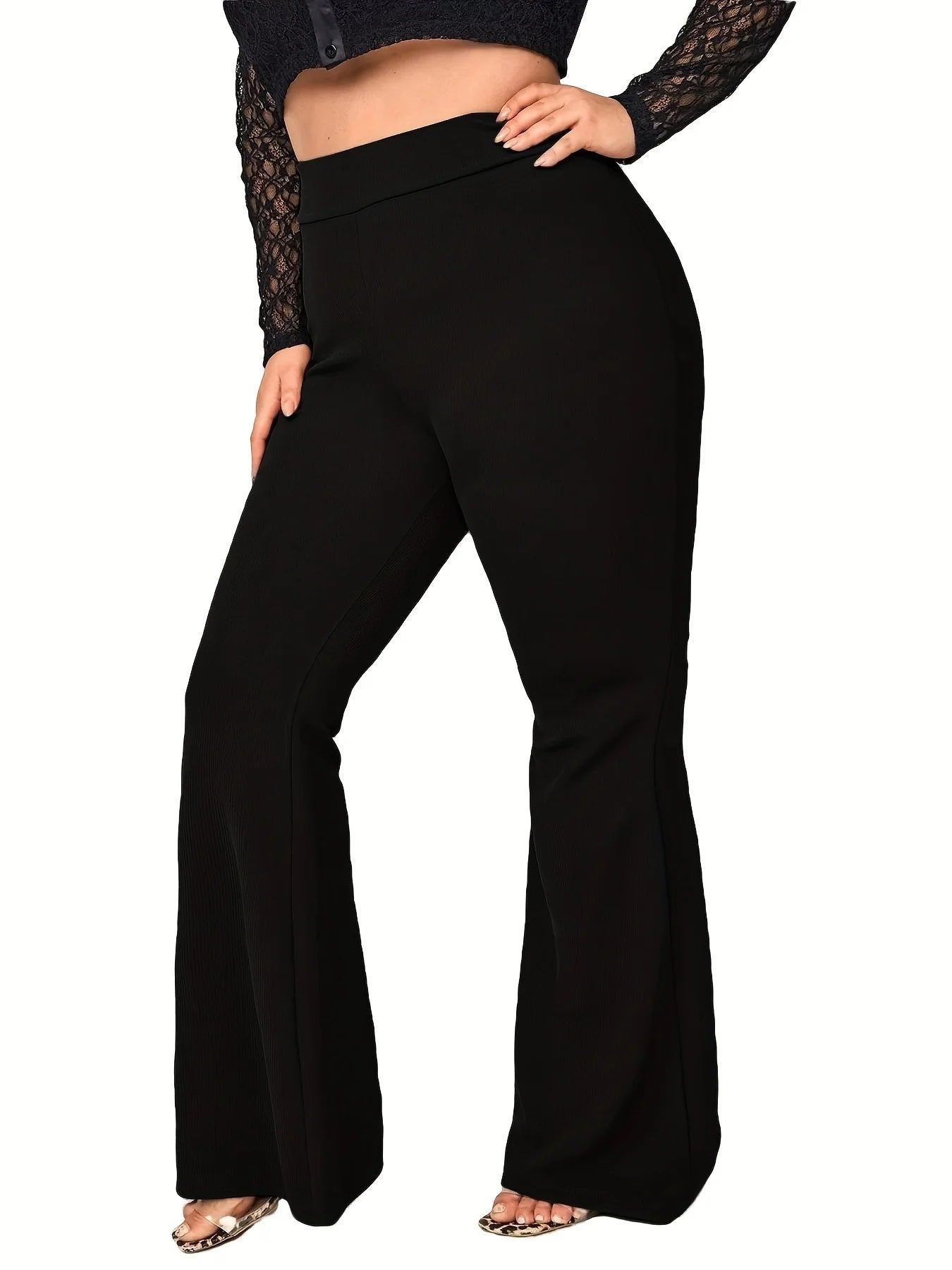 2024 summer new women's plus-size British street style fashion style pleated design flared pants