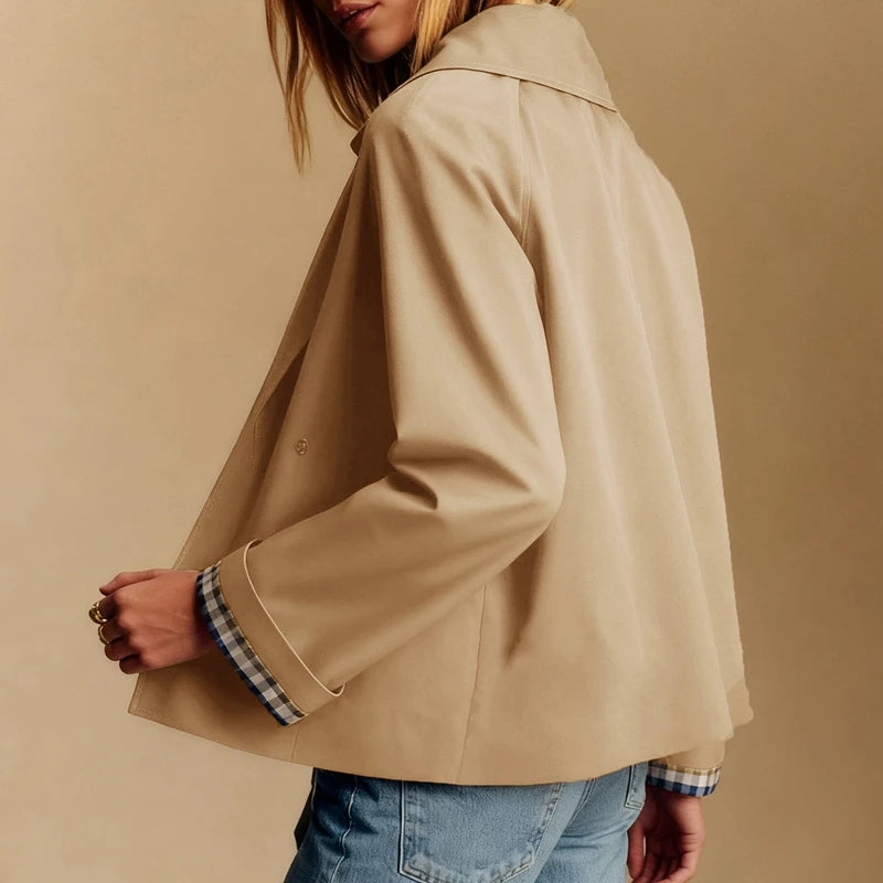 Women Casual Fall Jacket Lapel Neck Button-Down Long Sleeve Coat for Daily Outing Office Travel