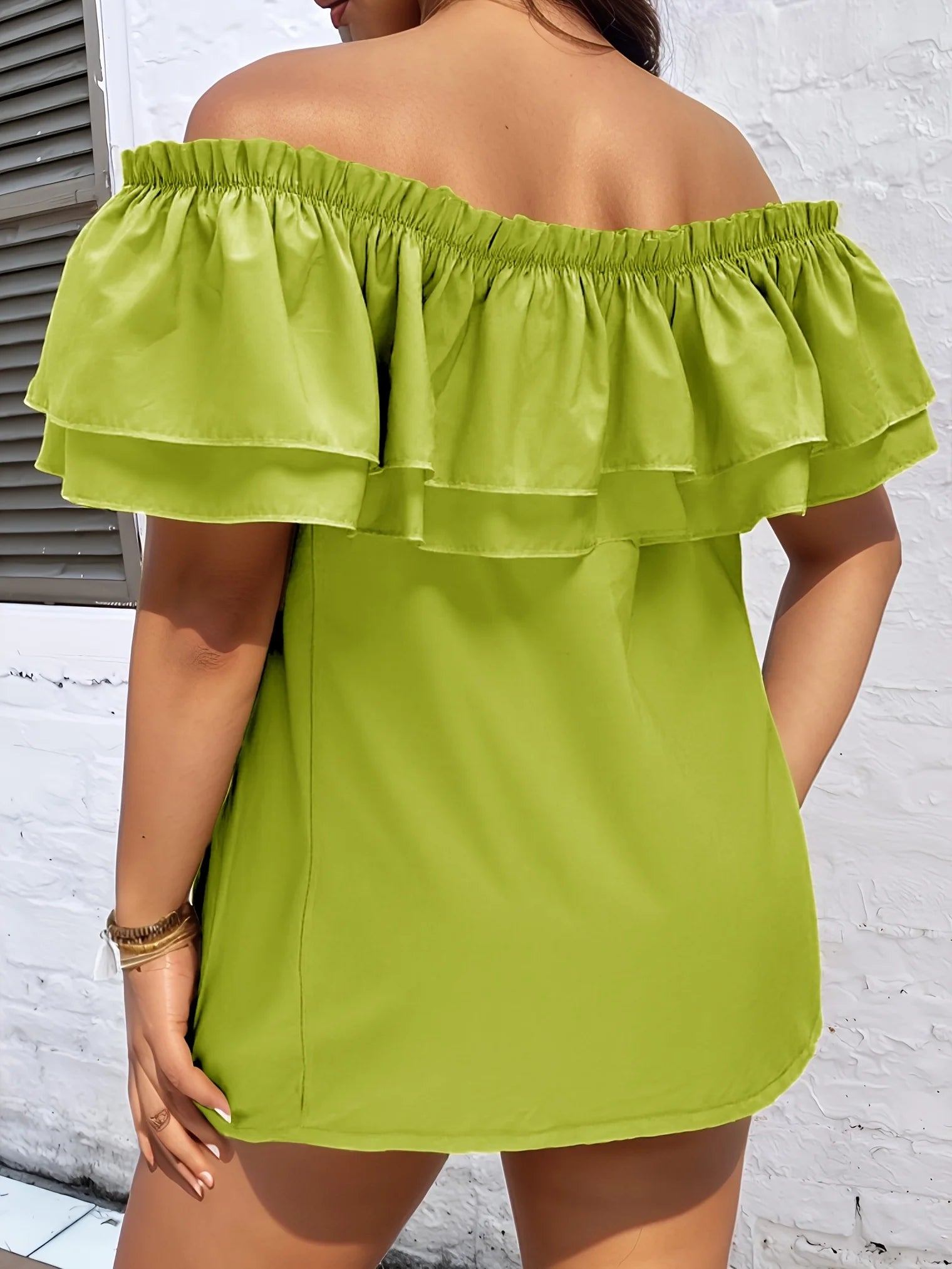 Vacation Shirt for Women Casual Solid Curve Clothing Cute Bownot Shoulderless Tops