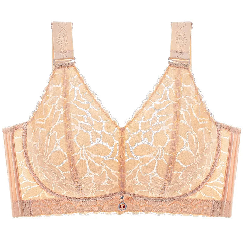 34-52CDEFG To 150KG No Steel Ring Underwear Large Chest Small Appearance Anti Sagging Full Cup Ultra-thin Adjustable Bra Gather
