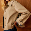 Women Casual Fall Jacket Lapel Neck Button-Down Long Sleeve Coat for Daily Outing Office Travel